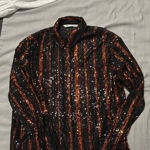 Zara Sequined long sleeve button down top